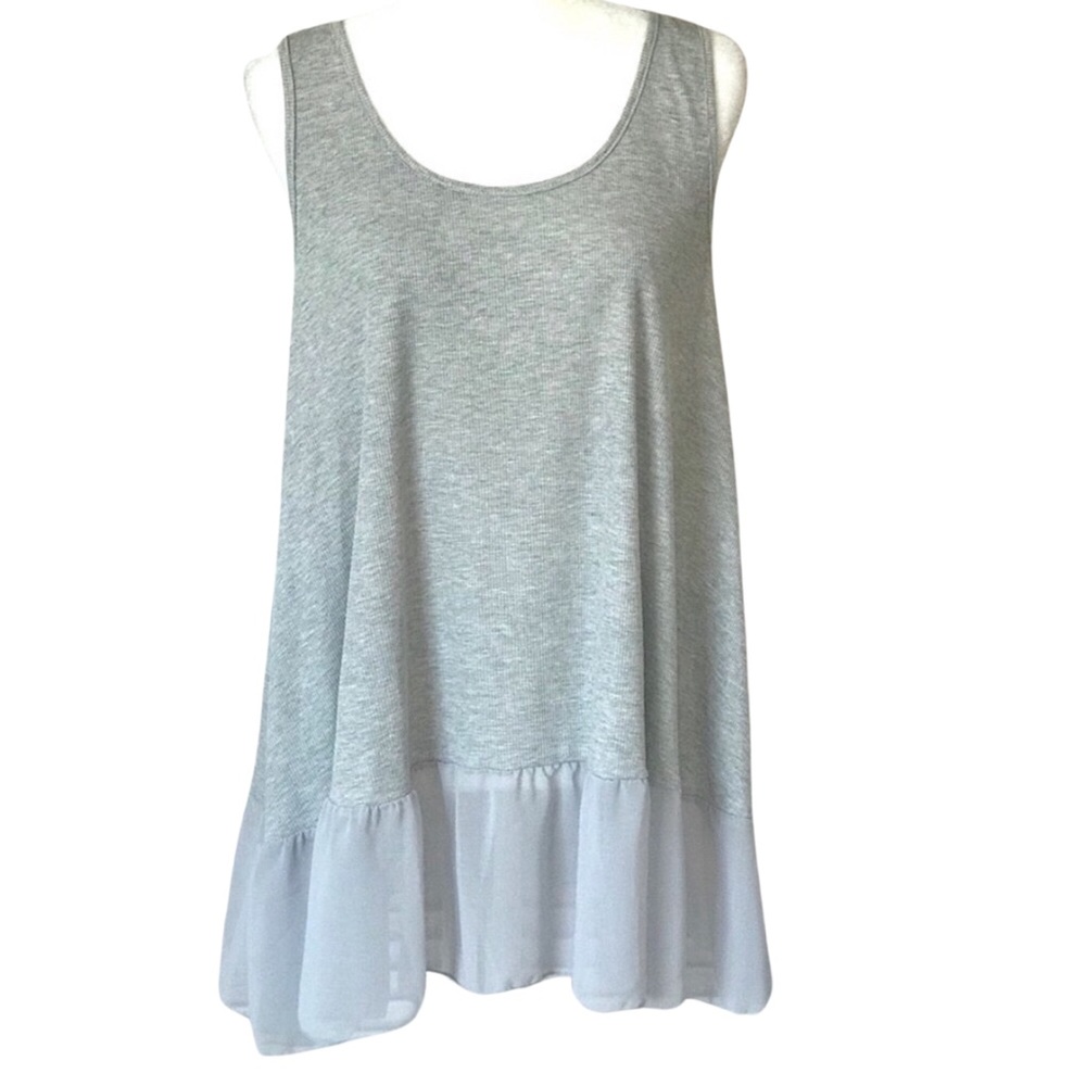 BOUTIQUE ITEM- RUFFLE HEM TANK IN GREY